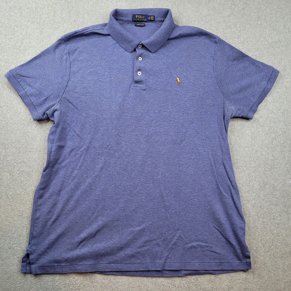 Polo Ralph Lauren Polo Shirt Mens XL Blue Custom Slim Fit Short Sleeve